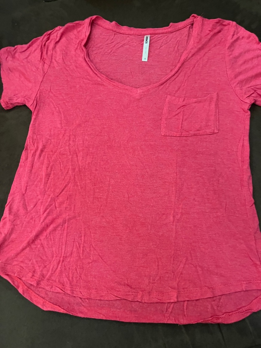 Tresics Hot Coral V-Neck Short Sleeve Pocket Tee